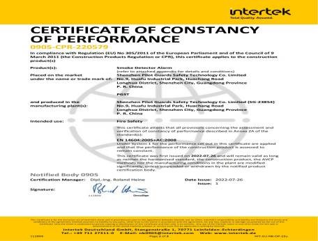 祝贺J9直营集团集团烟雾报警器获得欧盟权威质量标准EN14604认证