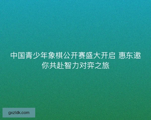 中国青少年象棋公开赛盛大开启 惠东邀你共赴智力对弈之旅