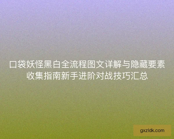口袋妖怪黑白全流程图文详解与隐藏要素收集指南新手进阶对战技巧汇总