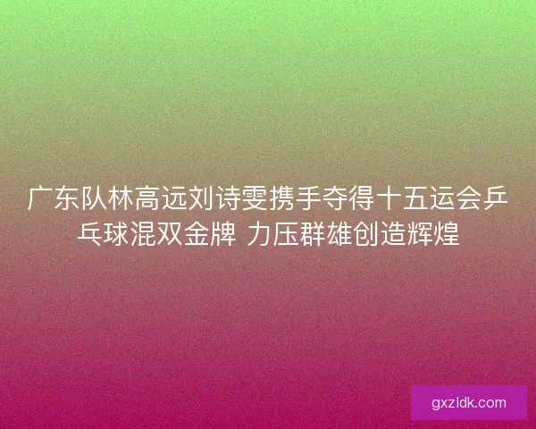 广东队林高远刘诗雯携手夺得十五运会乒乓球混双金牌 力压群雄创造辉煌