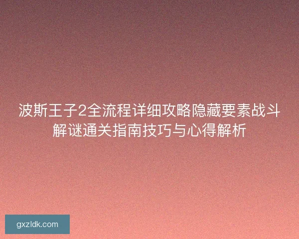 波斯王子2全流程详细攻略隐藏要素战斗解谜通关指南技巧与心得解析