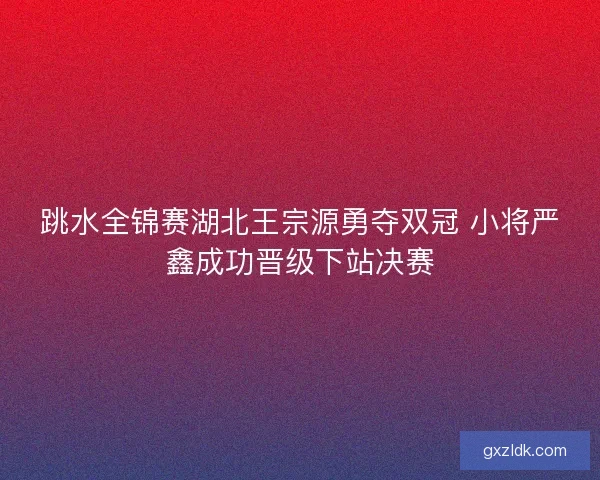 跳水全锦赛湖北王宗源勇夺双冠 小将严鑫成功晋级下站决赛